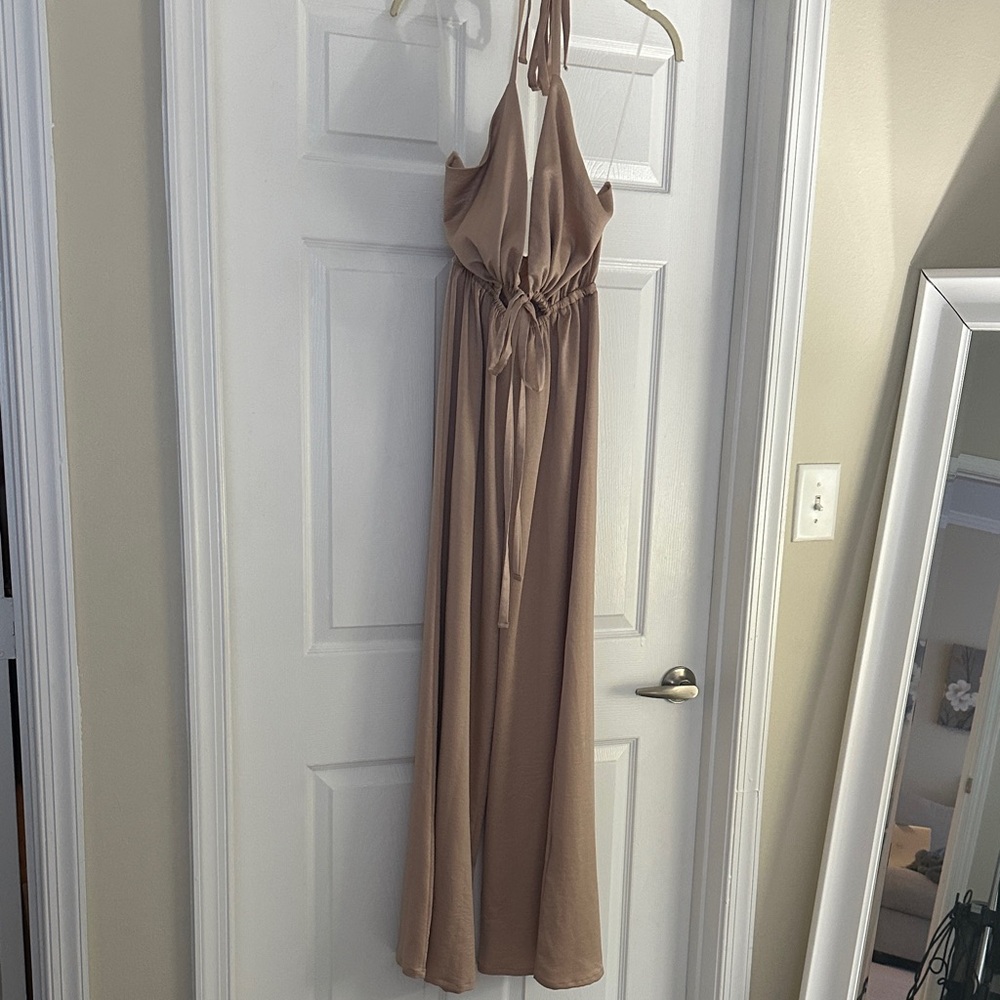 Tyche Tan Halter Jumpsuit